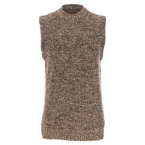 Ganni Mock neck Sleeveless Vest Sweater in Brown Merino Wool